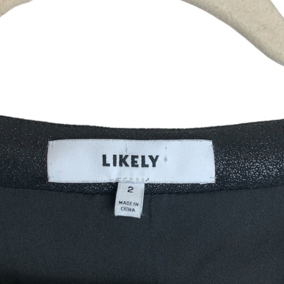 Revolve Likely Black Metallic V Neck Long Sleeve Party Dress 2 Lined Stretch - Picture 2 of 6